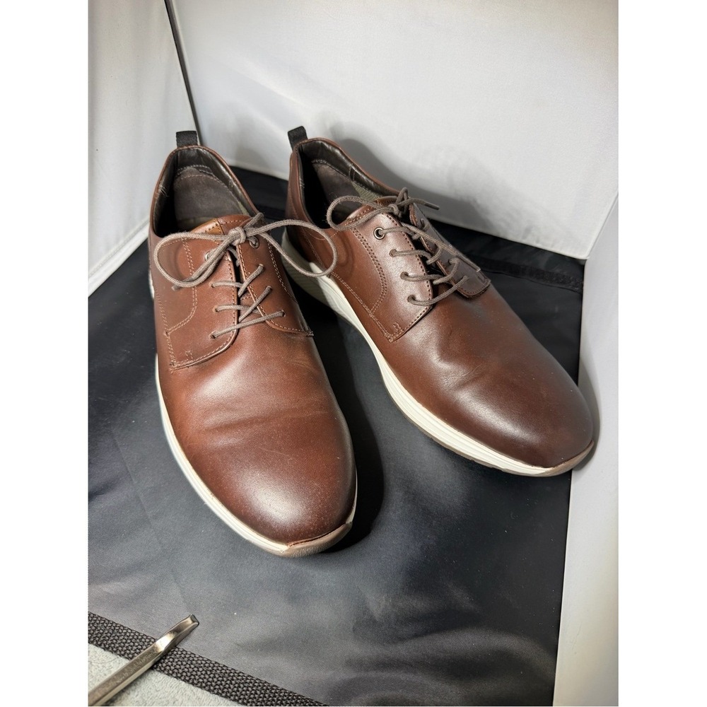 Johnston & Murphy Men's 10.5 M Brown Leather Lace Up Casual Dress Shoes - Picture 2 of 11